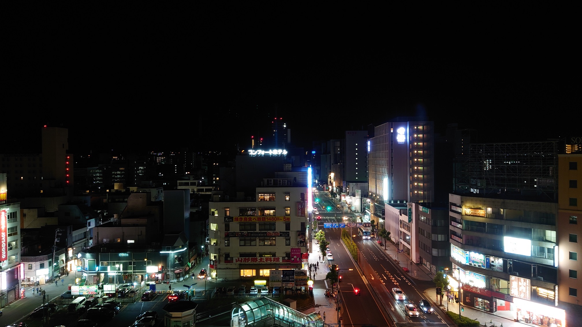 山形駅前夜景